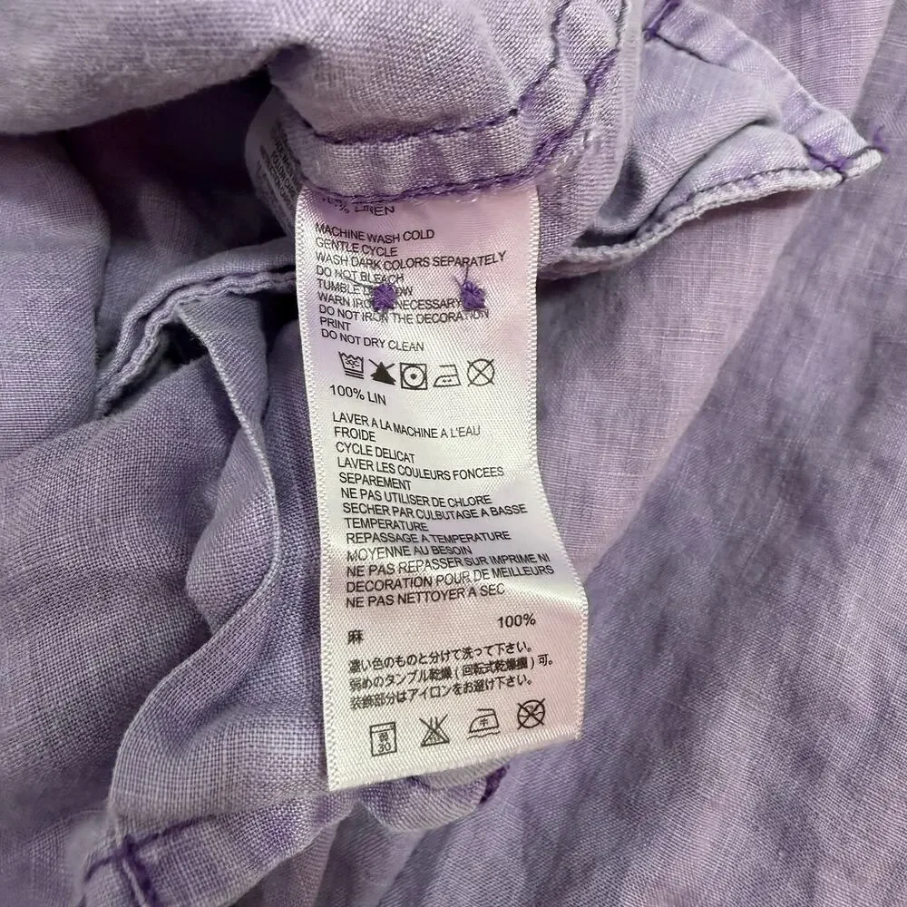 Tommy Bahama Relax 100% Linen Short Sleeve Shirt Men's Extra Large Purple Camp - Picture 5 of 9